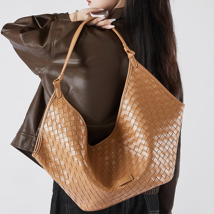 Women's Diamond Plaid Commuting Large Genuine Leather Crossbody Bags