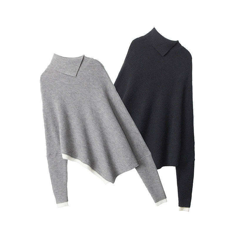 Women's Innovative Irregular Knitted Batwing Sleeve Sweaters