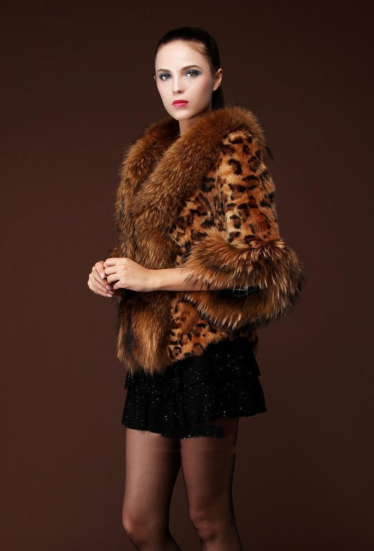 Women's High Imitation Leopard Three-quarter Sleeve Big Coats