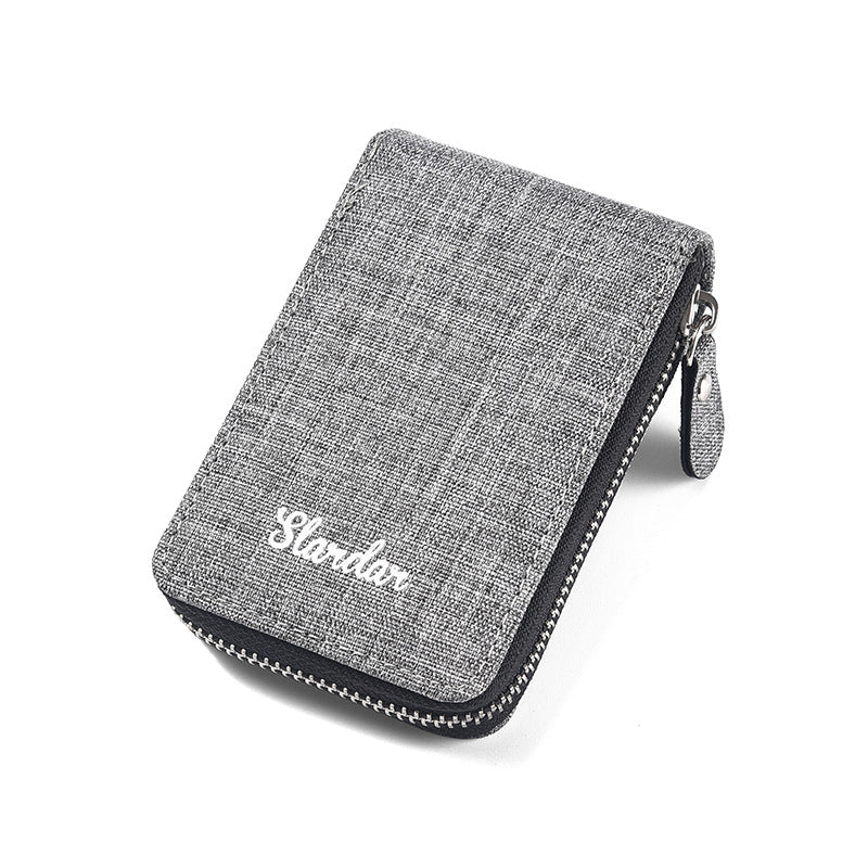 Men's Canvas Sleeve Large Capacity Multiple Slots Document Card Holder