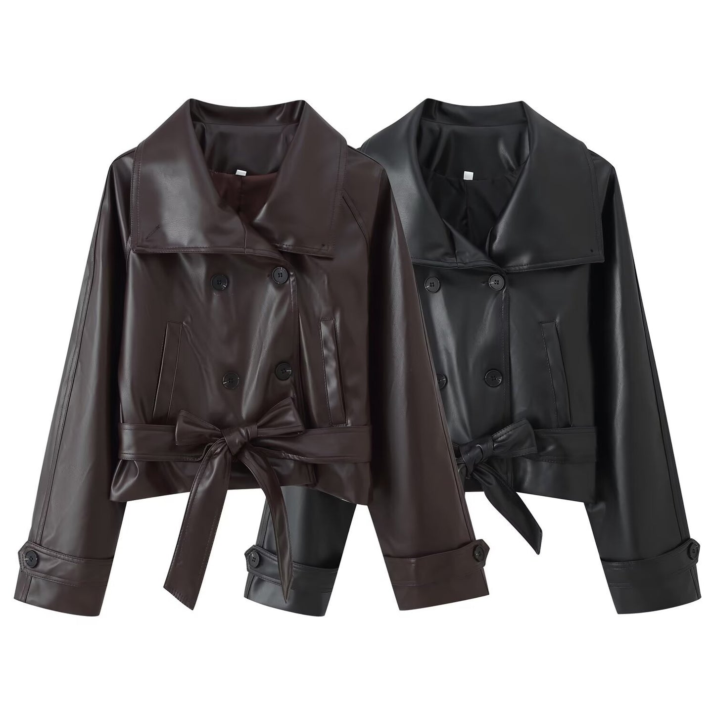 Women's Retro Two-color Double Breasted Lace Up Jackets