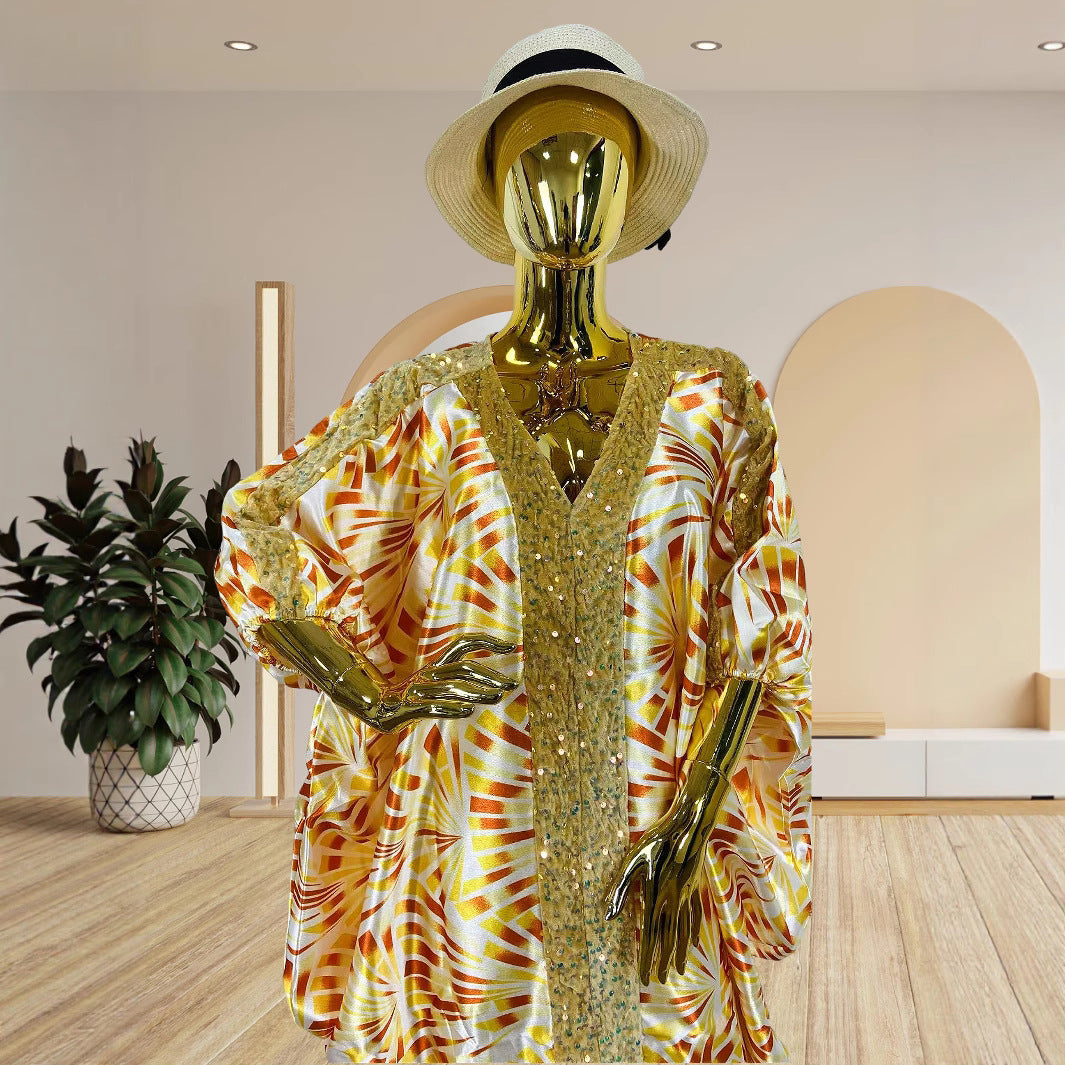 Stitching Printing Robe African Loose Print Dresses