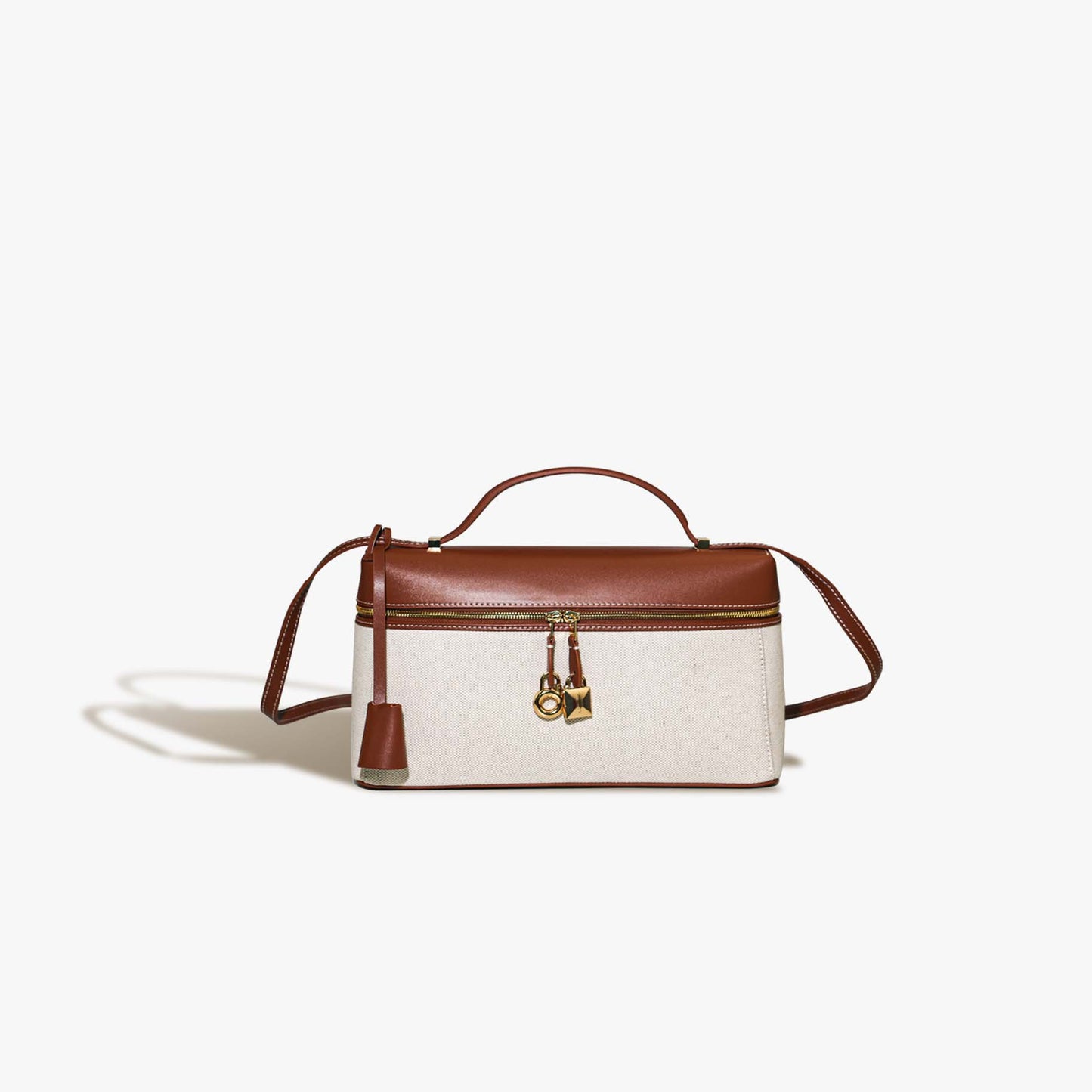 Women's Summer Cowhide With Canvas Lunch Small Square Bags