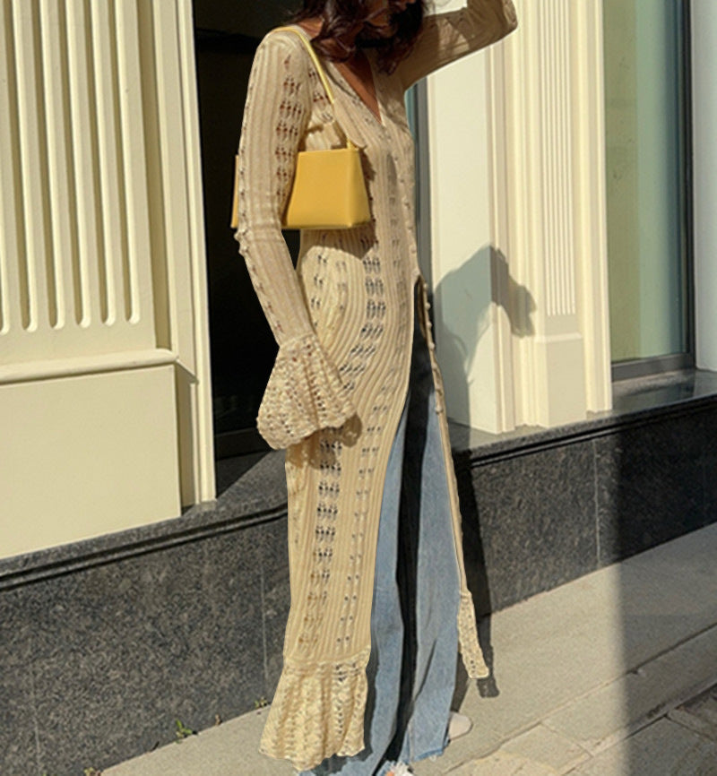 Women's Ruffled Idle Style Outer Flared Sleeve Coats