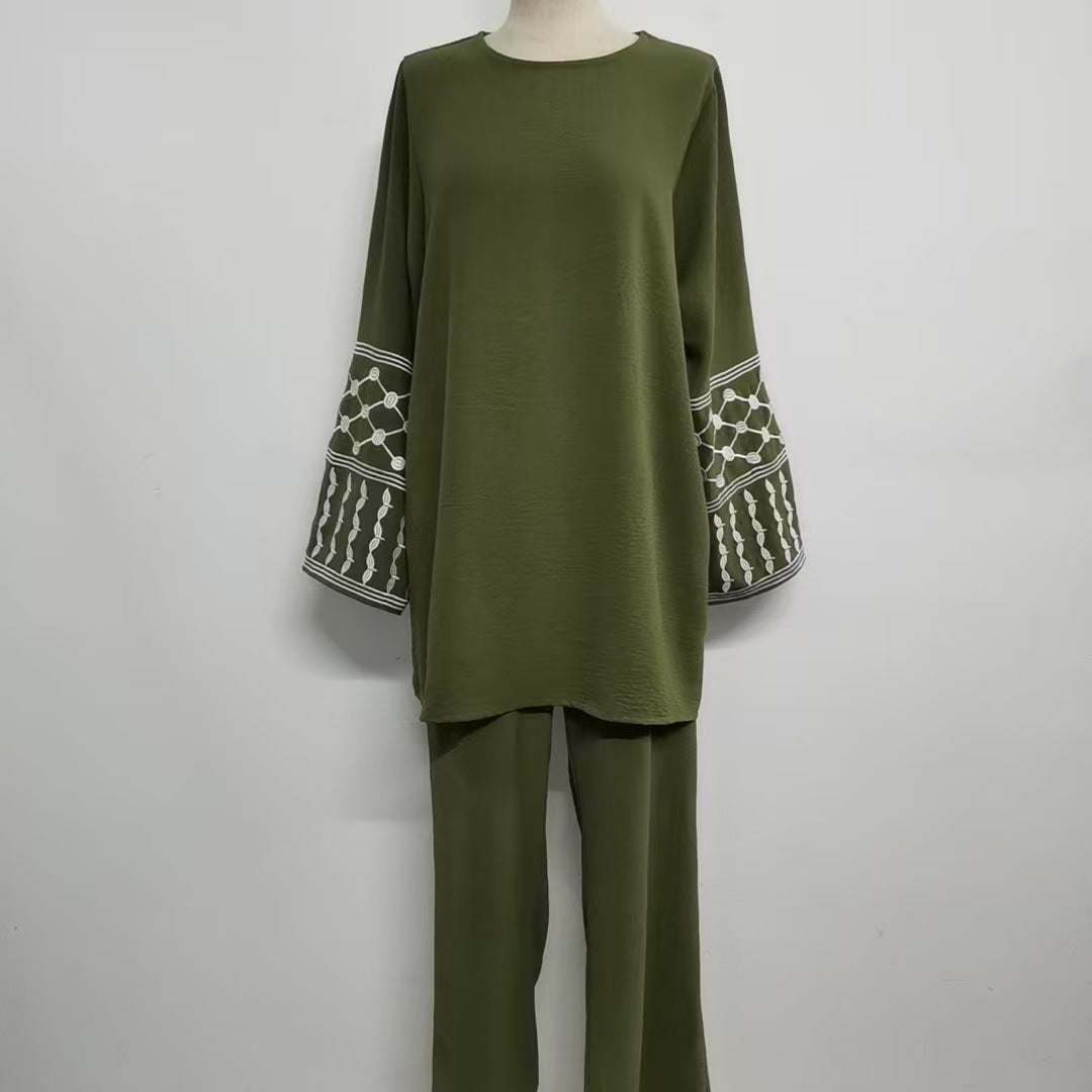 Pretty Charming Stylish Embroidered Temperament Twinset Fashion Casual Suit