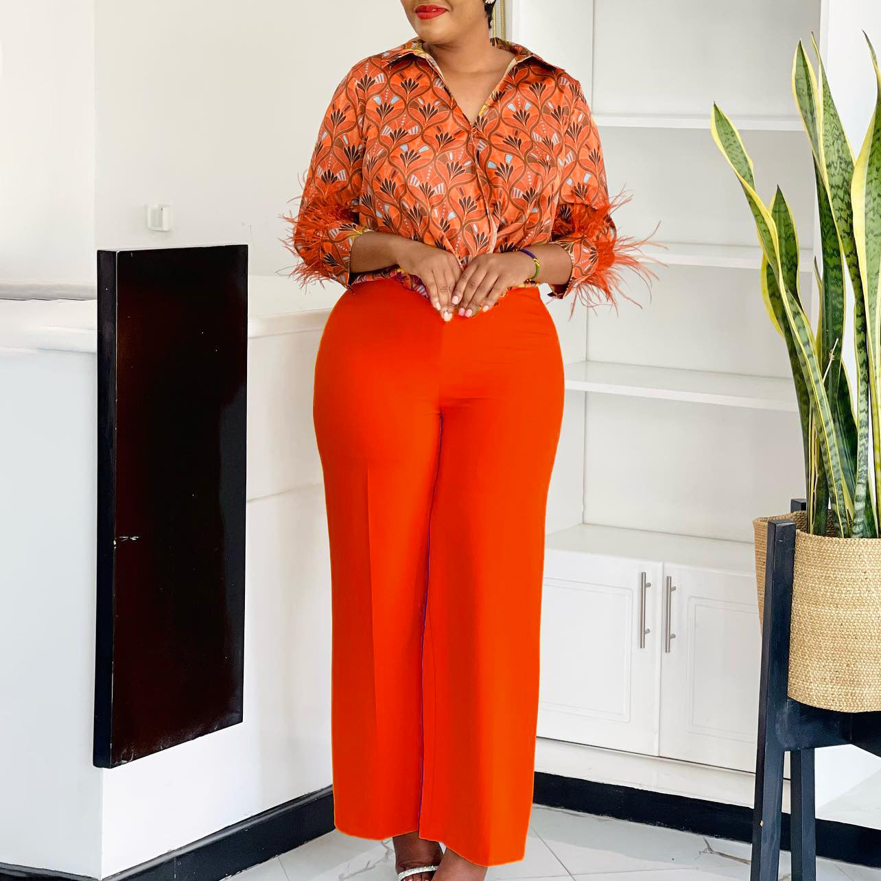 Women's Printed Shirt Wide Leg Two-piece African Suits