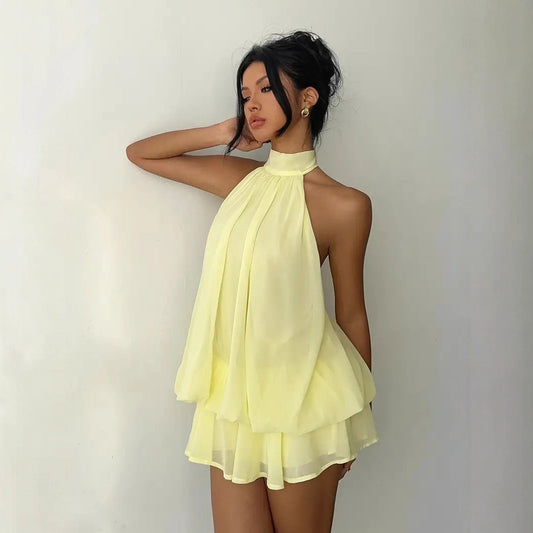 Women's Holiday Slim Fit Sexy Backless Halter Tops