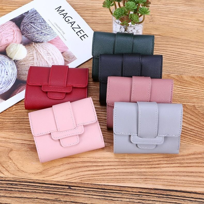 Women's Korean Style Solid Color Tri Fold Ladies Wallets