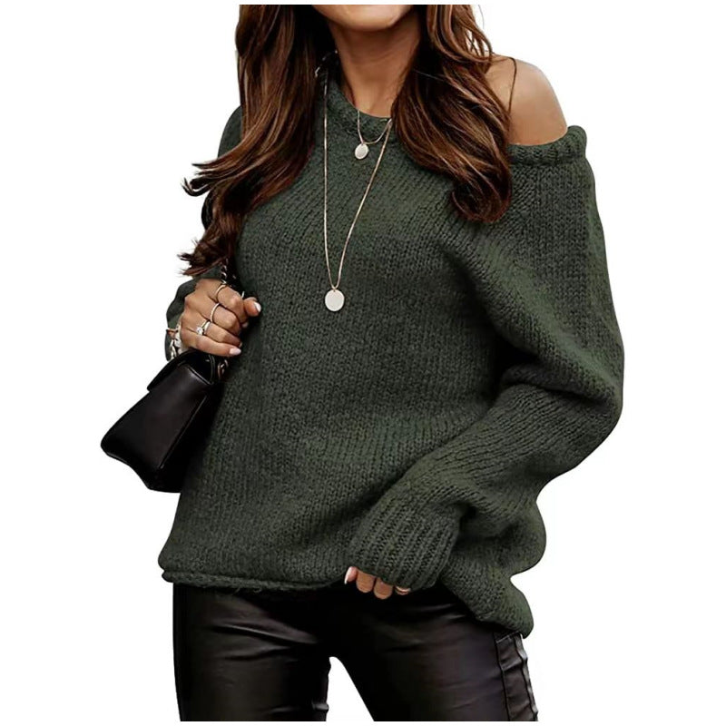 Women's Round Neck Pullover Solid Color Casual Sweaters
