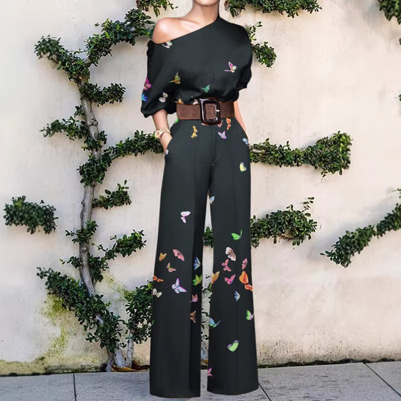 Women's Summer Fashion Printed Holiday Casual High Waist Jumpsuits