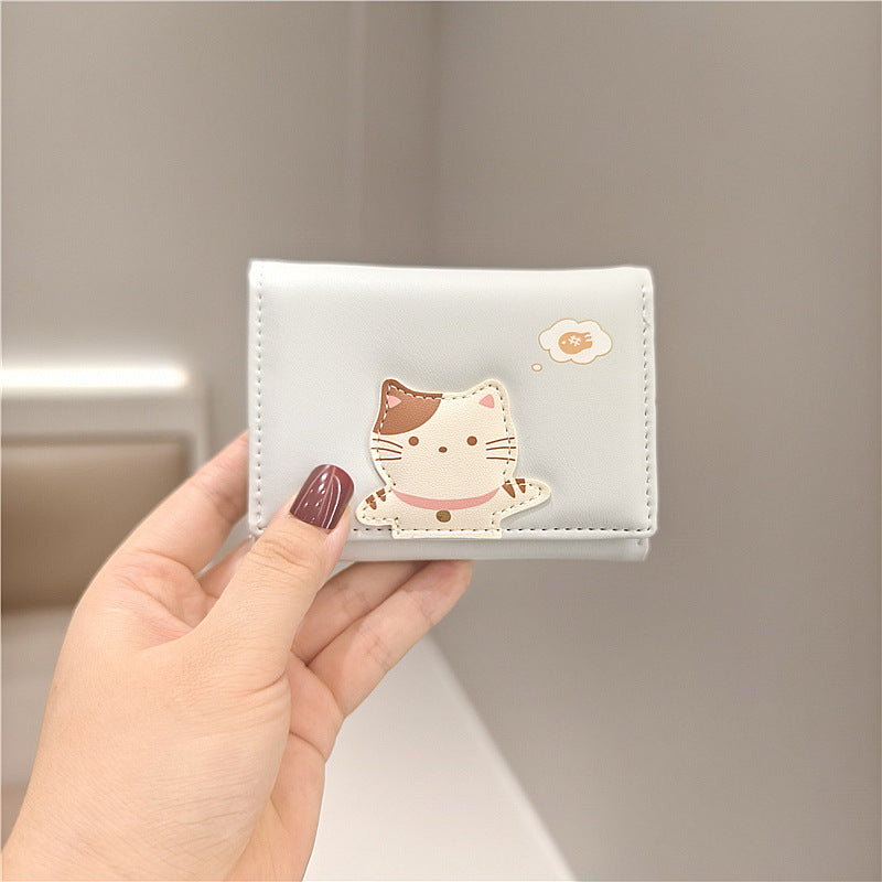 Women's Korean Style Patchwork Cute Cat Mini Ladies Wallets