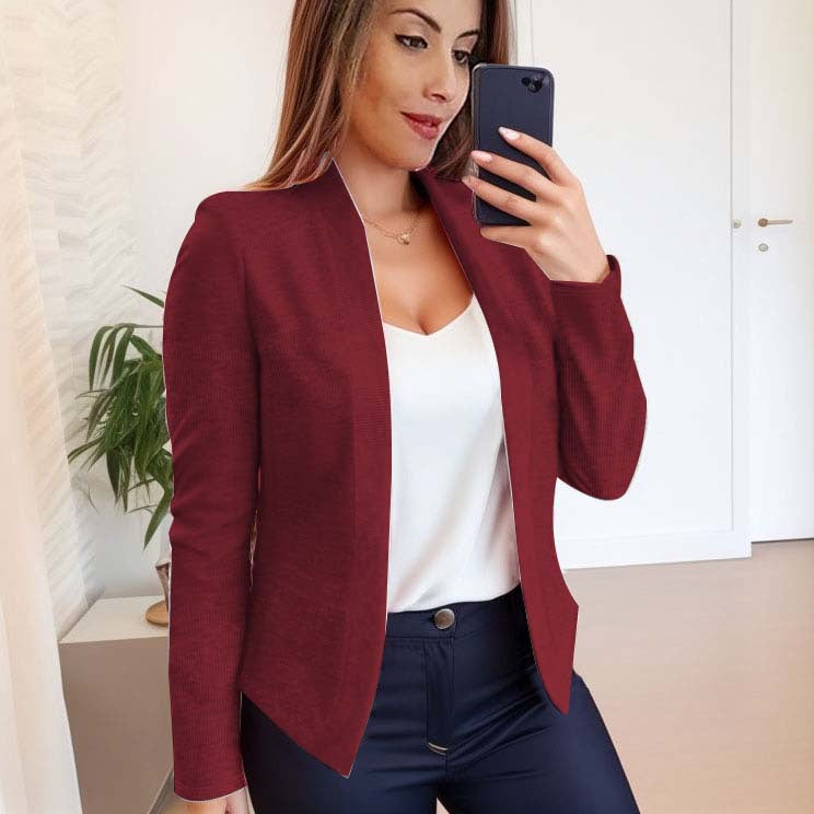 Women's Autumn Long Sleeve Solid Color Casual Small Suit