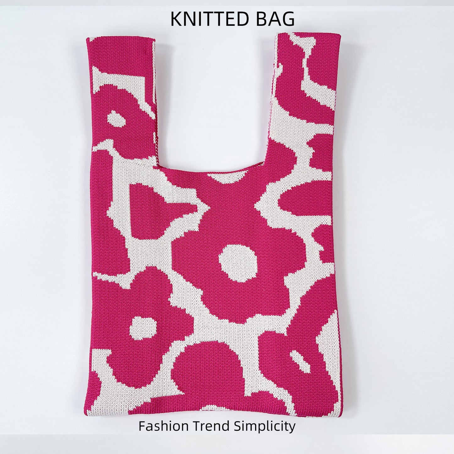 Women's Flower Knitted Large Capacity Totes Wrist Handbags