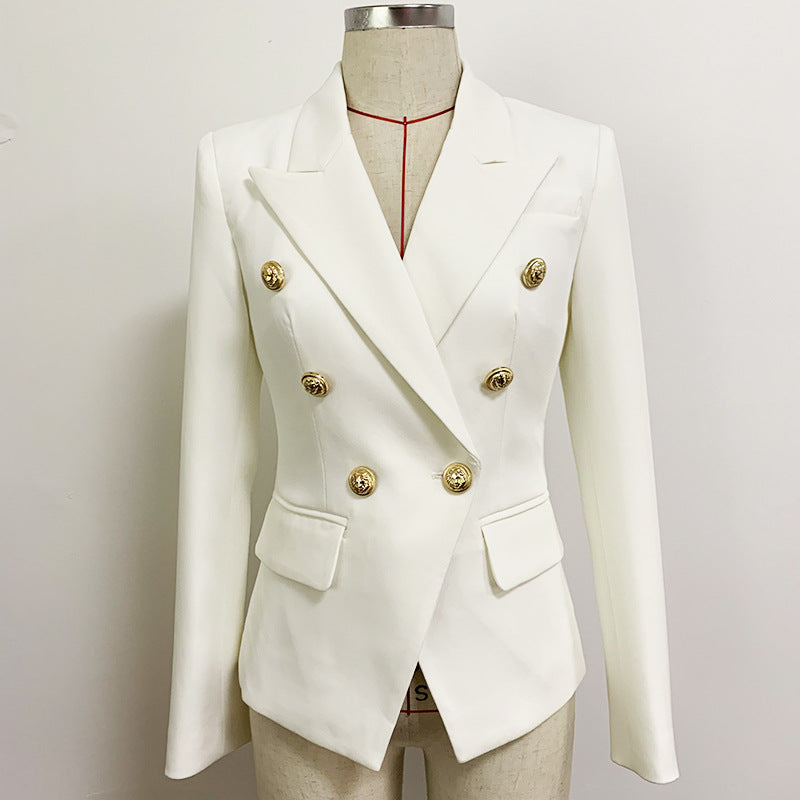 Women's Metal Lion Head Buckle Double-breasted Blazers