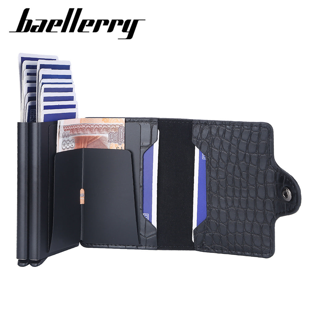 Men's Pattern For Short Aluminum Box Theft Automatic Card Holder