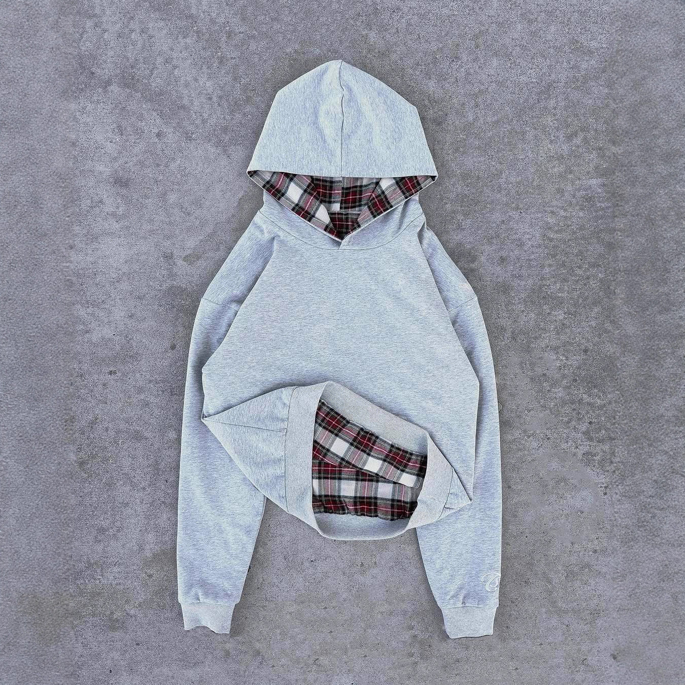 High Street Double-sided Retro Plaid Casual Hooded Long Sweaters