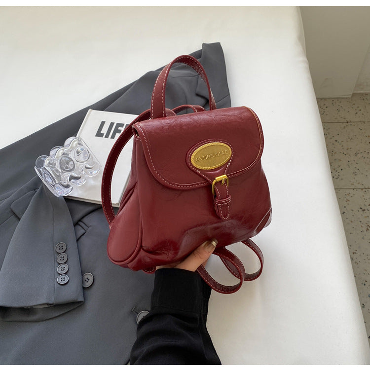 Women's Korean Fashion Texture Fashionable Solid Color Backpacks