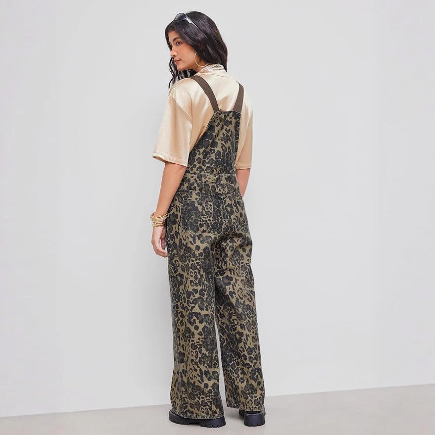 Women's American Retro Street Suspender Loose-fitting Jumpsuits