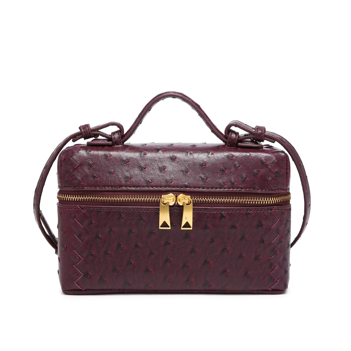 Graceful Ostrich Grain Lunch Box Portable Small Square Bags