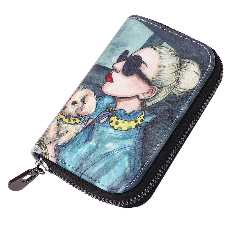Women's Character Printing Creative Intention Large Capacity Card Holder