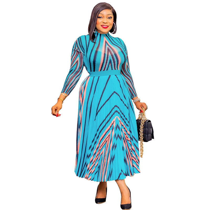 Women's Dress Autumn Chubby Printed Long Sleeve Dresses