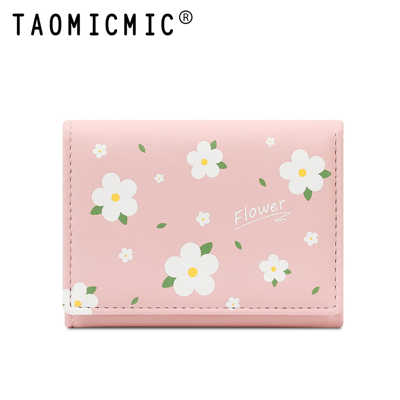 Women's Short Type Simple Creative Cute Flowers Ladies Wallets
