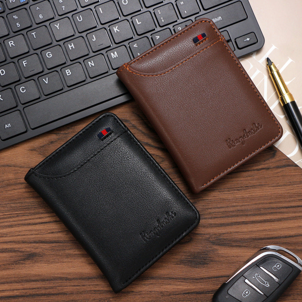 Men's Short Korean Retro Trifold Multiple Slots Card Holder