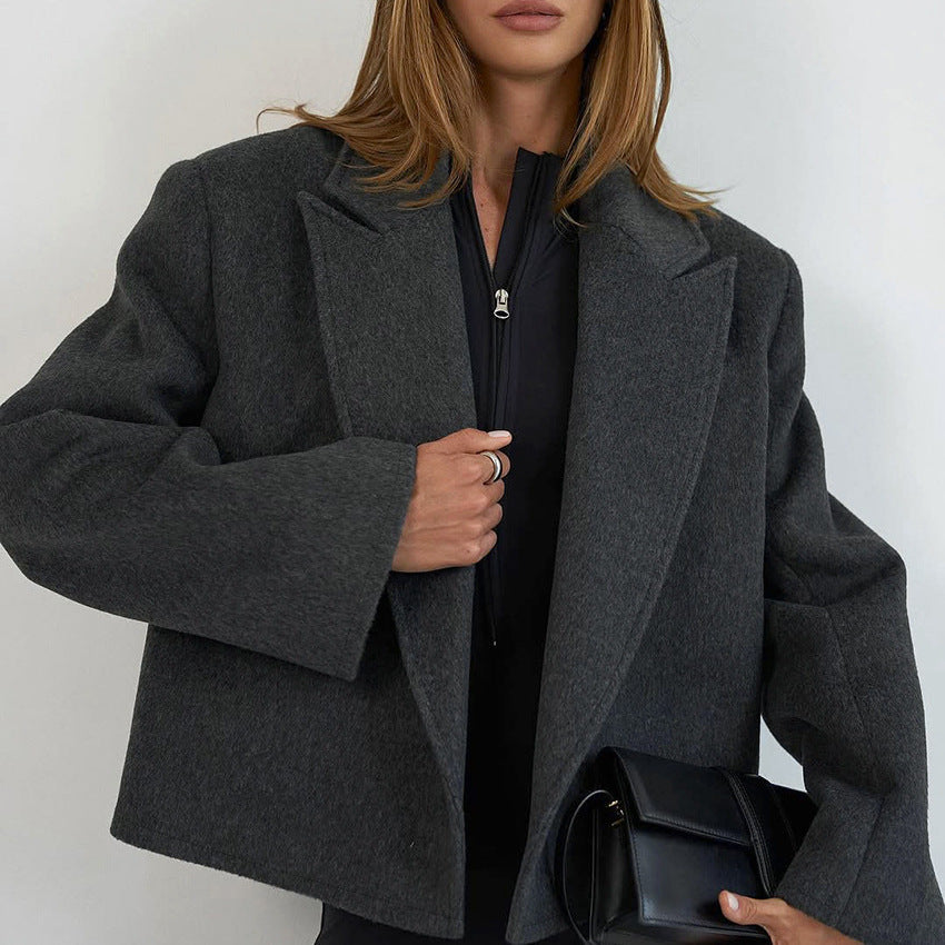 Women's Casual Fashion High-grade Waist Woolen Blazers