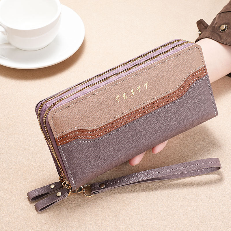 Women's Long Hand-held Korean Color Matching Large Ladies Wallets