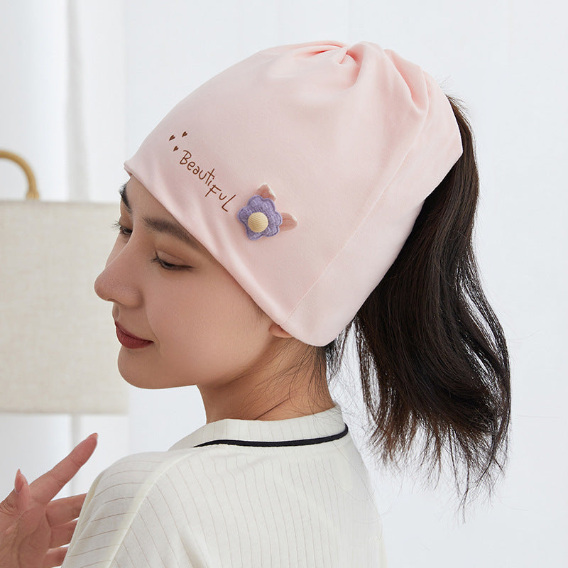 Women's Cotton Cartoon Flower Bear Confinement Headscarf Bags