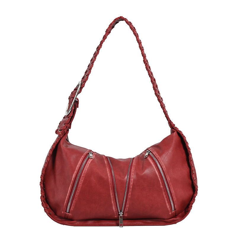 Women's Red Underarm Niche Design Large Capacity Armpit Bags