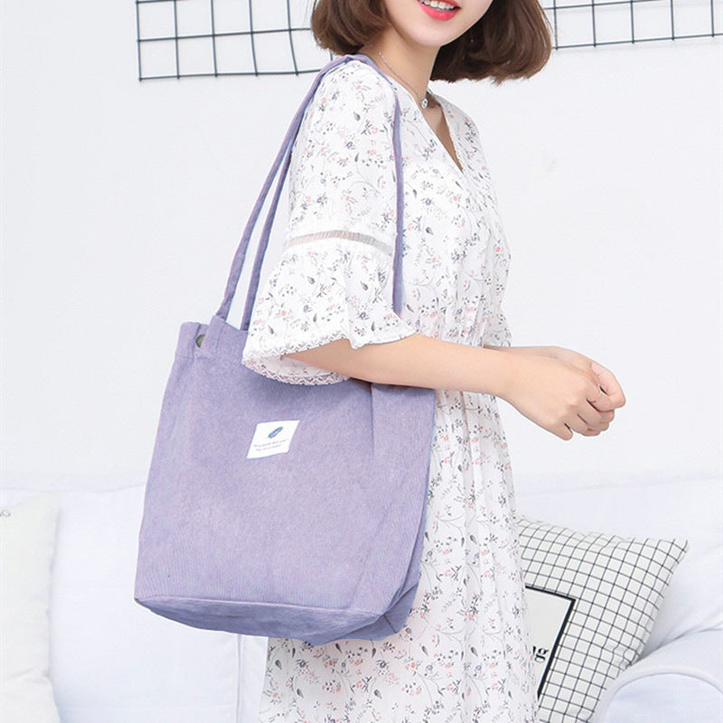 Women's Large Capacity Totes Shopping Canvas Corduroy Shoulder Bags