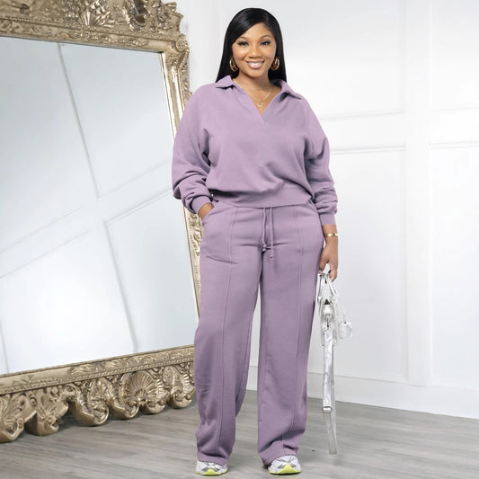 Women's Solid Color Pullover Long-sleeved Fashion Casual Suits