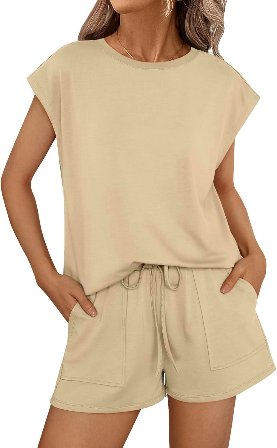 Women's Round Neck Loose Sleeves Two-piece Fashion Casual Suit