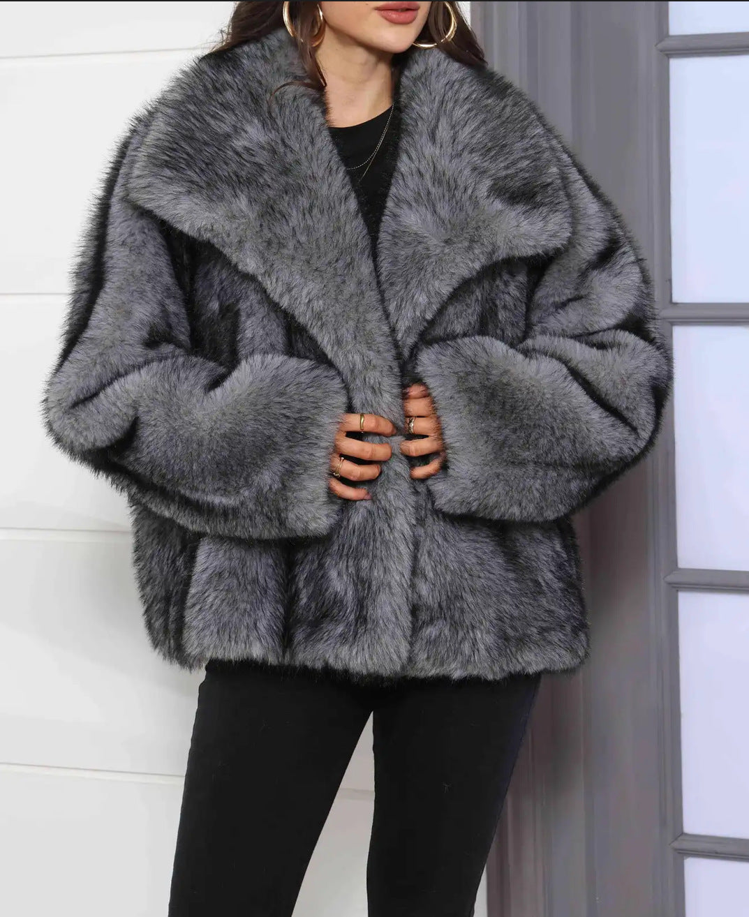 Women's Fur Large Lapel Faux Fashion Fox Coats