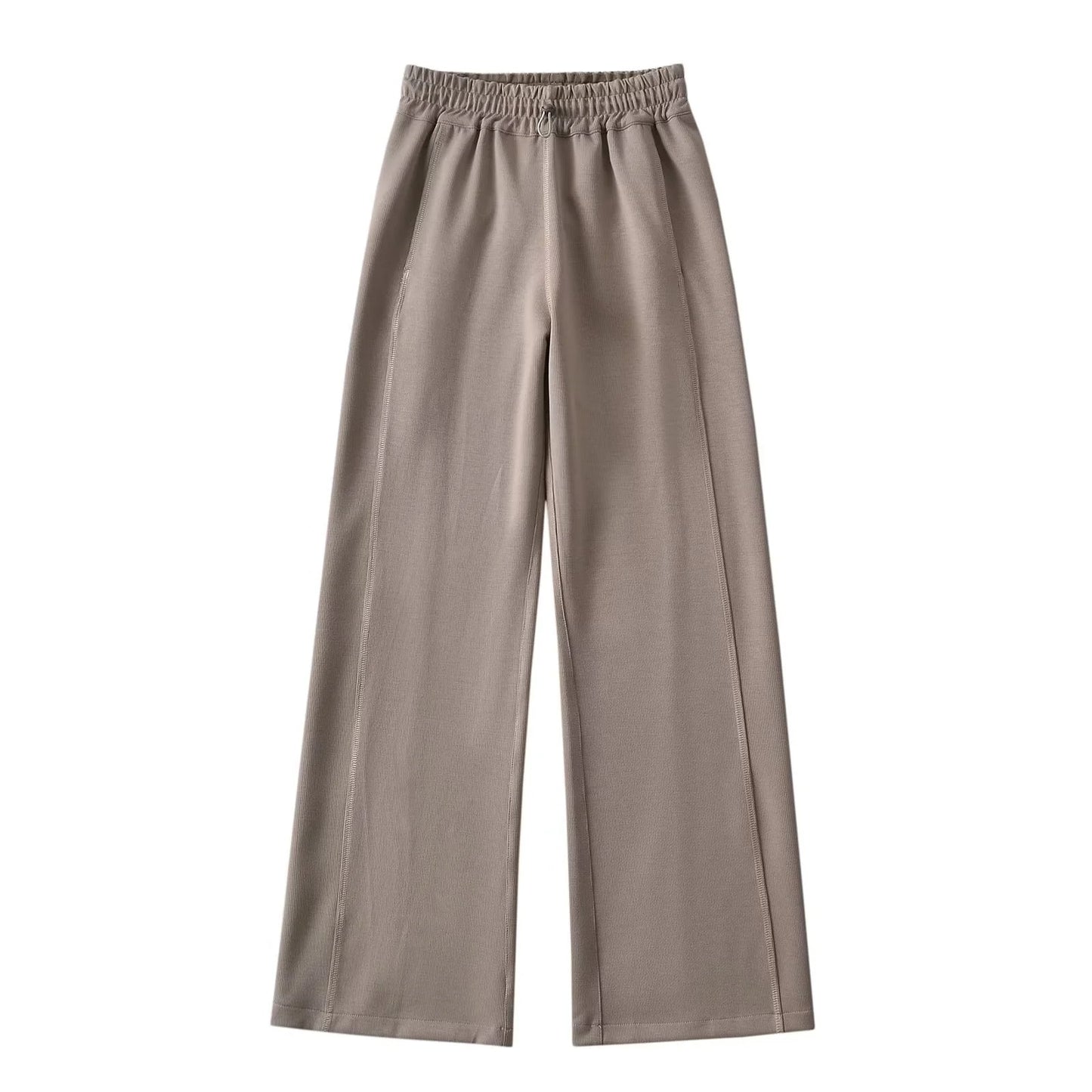 Women's Clothes American Drawstring Elastic Waist Open Line Pocket Pants