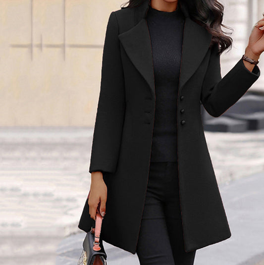 Women's Long Lapel Slimming Solid Color Slim Coats