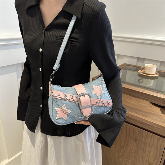 Women's Unique Sense Hot Denim Chain Portable Shoulder Bags