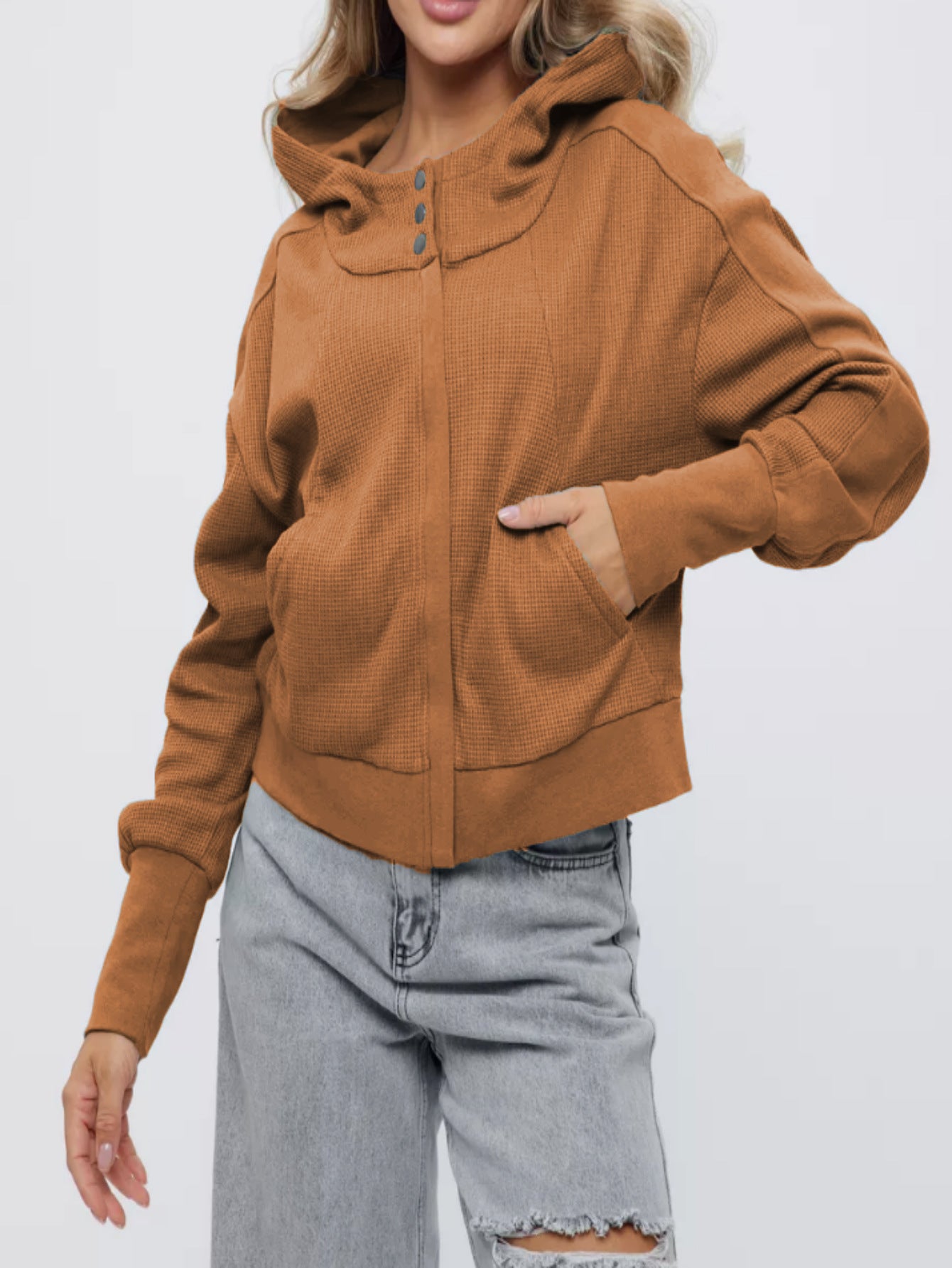 Women's Patchwork Long Sleeve Pullover Zipper Trendy Sweaters