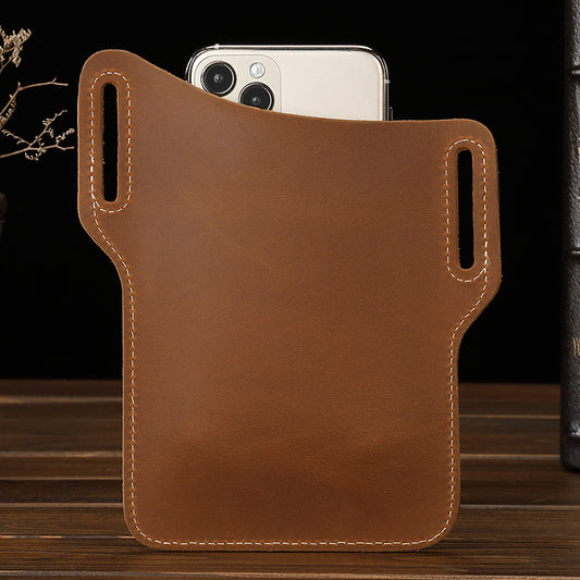 Men's Mobile Portable Cell Cowhide Wrist Hanging Phone Bags