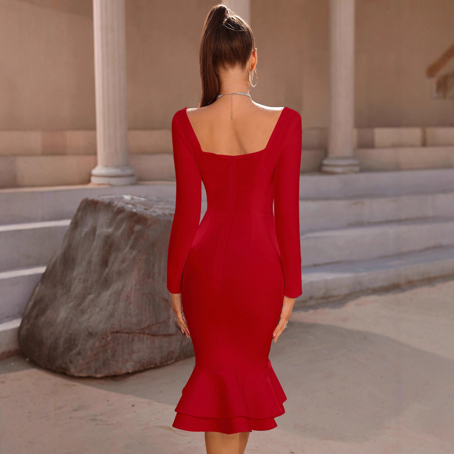 Fashionable Elegant Fish Tail Figure Flattering Sheath Bottom Dress