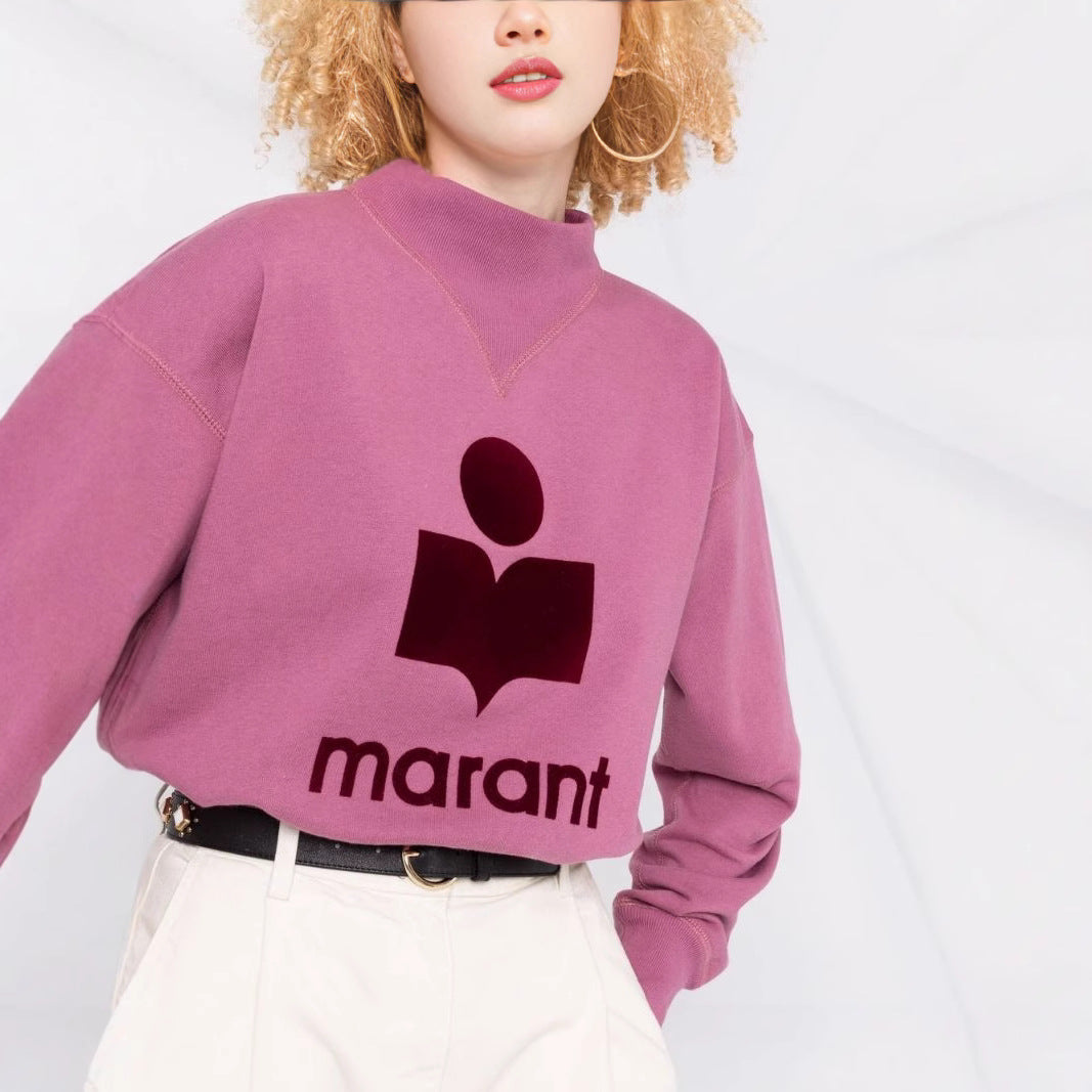 Women's Style Classic Flocked Printed Turtleneck Cotton Sweaters