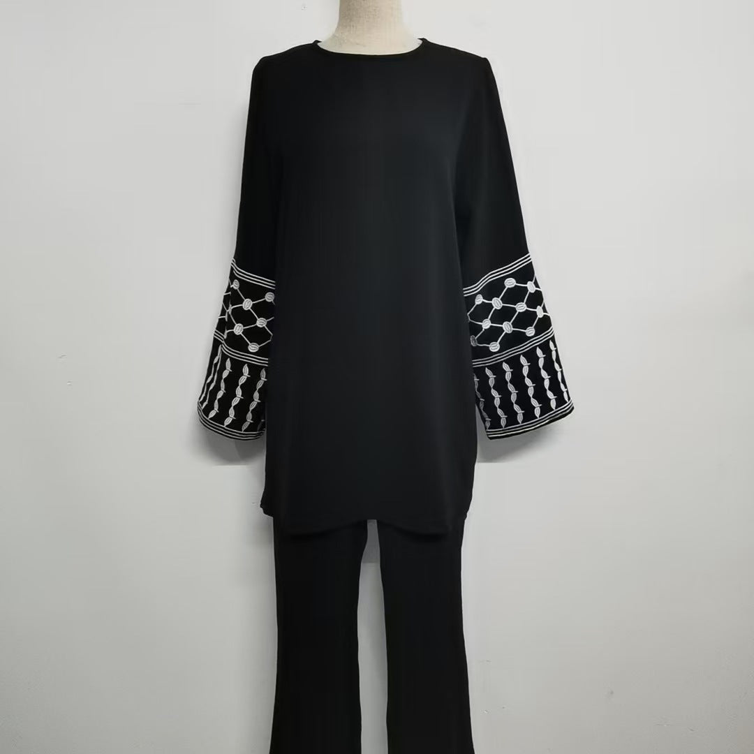 Pretty Charming Stylish Embroidered Temperament Twinset Fashion Casual Suit
