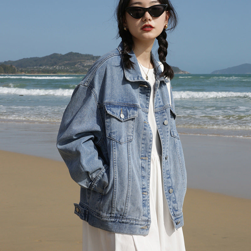 Women's American Vintage Denim Water-washed Loose Casual Jackets