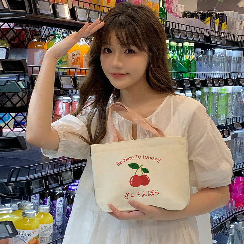 Women's Cute Cartoon Canvas Tutorial Lunch Size Handbags