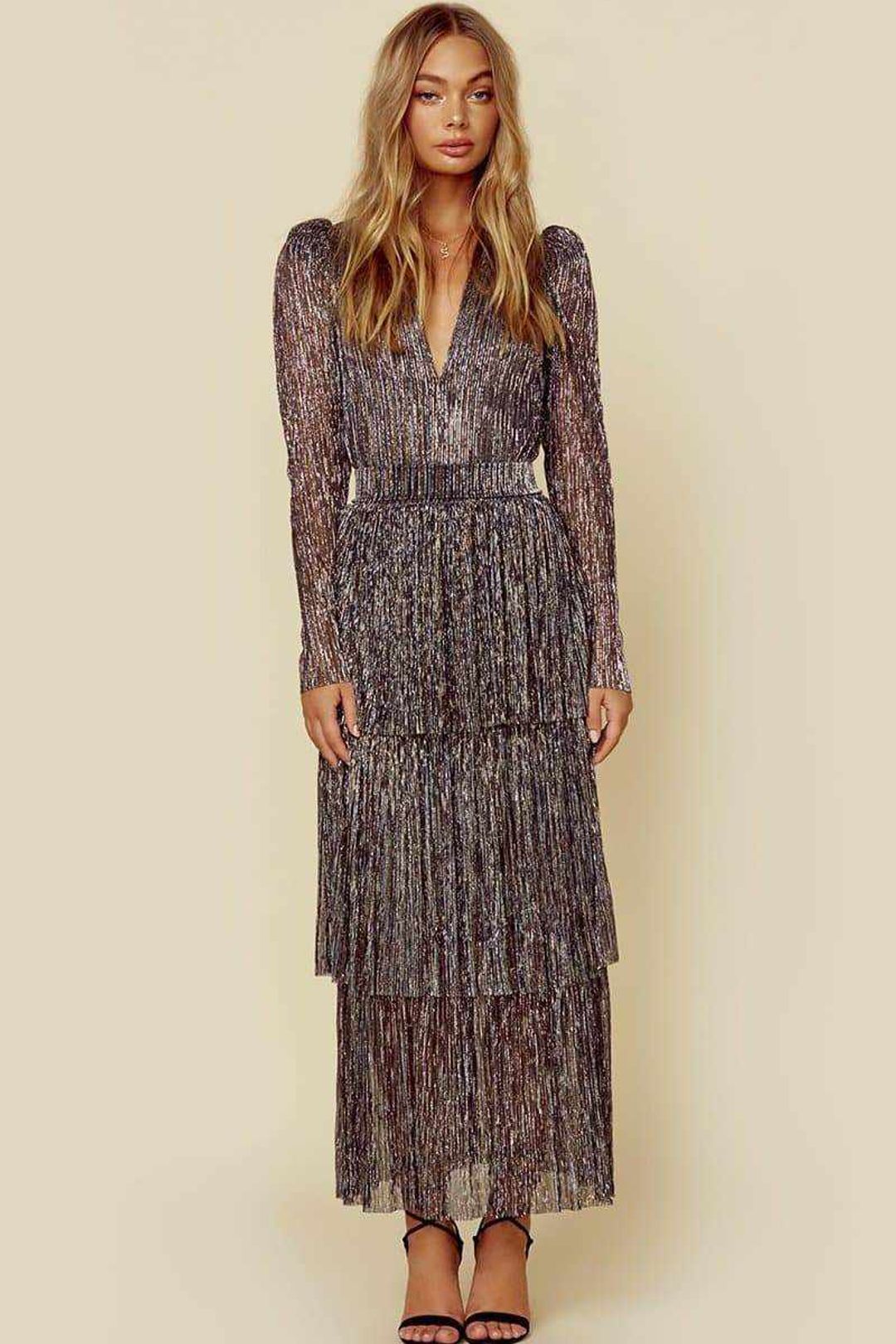 Fashion Long Temperament Commute Printed Black High Waist Dresses