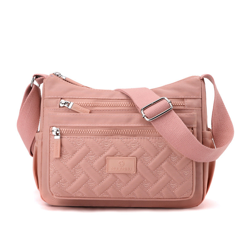Women's Nylon Fashion Embroidered Large Capacity Multilayer Crossbody Bags
