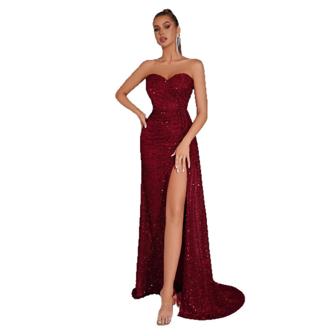Sexy Tube Banquet Party Split Drop Dress