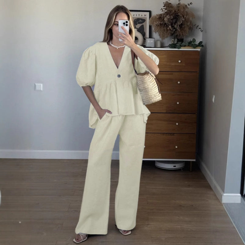 Sweet Solid Color Pure Cotton Puff Suits