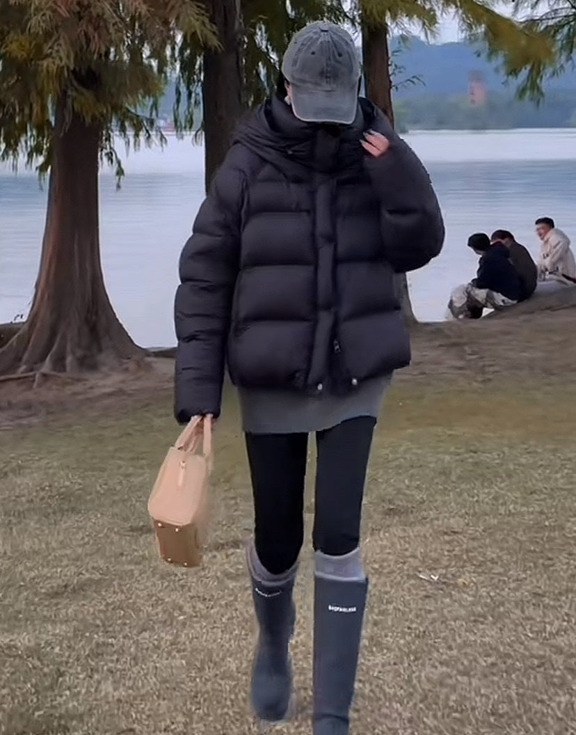 Fluffy Puff Hooded White Duck Down Coats